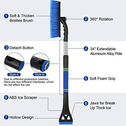 BFONS 2PCS Ice Scrapers for Car Windshield, 2-in-1 Snow Scraper and Snow Brush - Image 7