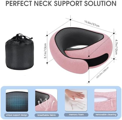 Neck Travel Pillows for Airplanes Memory Foam Neck Comfort Pillow Compact - Image 2