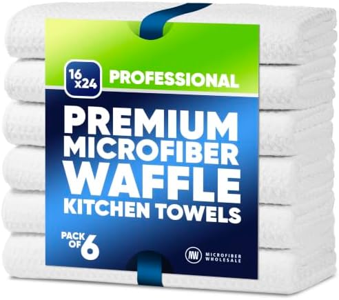 Kitchen Towels - Microfiber Waffle Weave Towels | Absorbent, No Lint, Commercial by MicrofiberWholesale