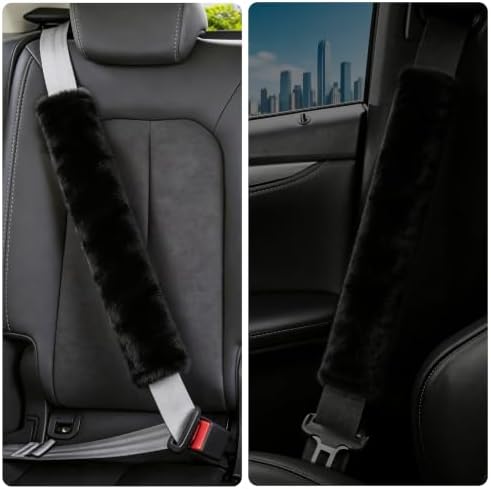 Amooca 19.7in Extra Long Furry Universal Car Seatbelt Cover Shoulder Pad - Image 3