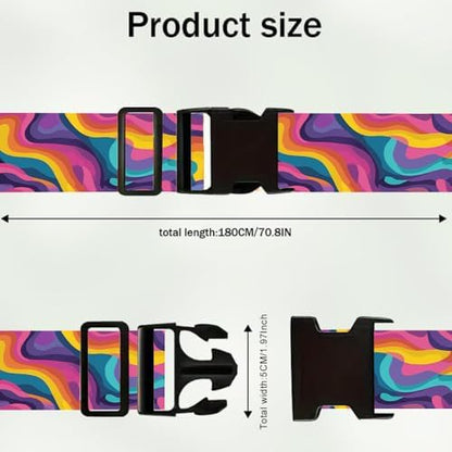 2PC, Colorful Abstract Luggage Strap 1.97 x 70.87 inch Multicolor Wave Pattern - Image 5