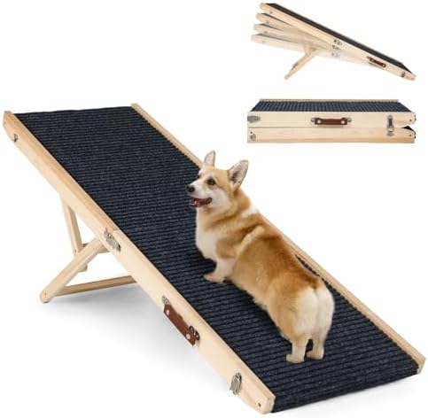 Foldable Dog Ramp for Bed, 4 Adjustable Portable Pet Ramps, for High Beds by OUTDOORDIAMOND