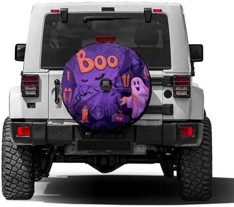 Delerain Spare Tire Cover with Backup Camera Hole Halloween Pumpkins Ghosts by Delerain