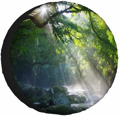 Mountain Stream and Axis Beam Spare Tire Cover 15 inch Wheel Protectors by NOMEDOGYIM