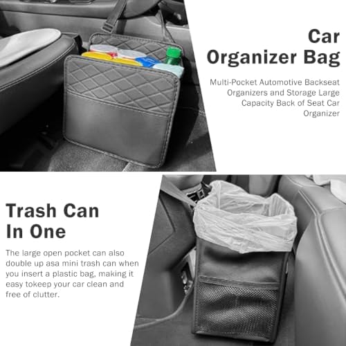 Car Back Seat Organizer PU Leather Hanging Storage Bag - Image 4