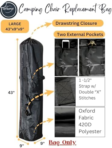 43"x9"x9" Replacement Bag for Folding Camping Chair, Camp Chairs, Yoga Mat - Image 3