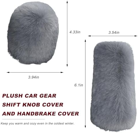 2PCS Fluffy Car Gear Shift Knob & Handbrake Cover, Comfortable Plush Shifter - Image 2