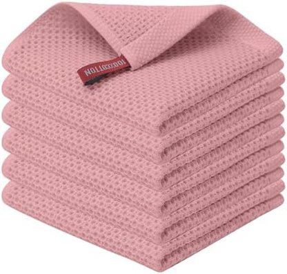 Kitinjoy 100% Cotton Waffle 6-Pack Kitchen Towels, Dried Roses by Kitinjoy