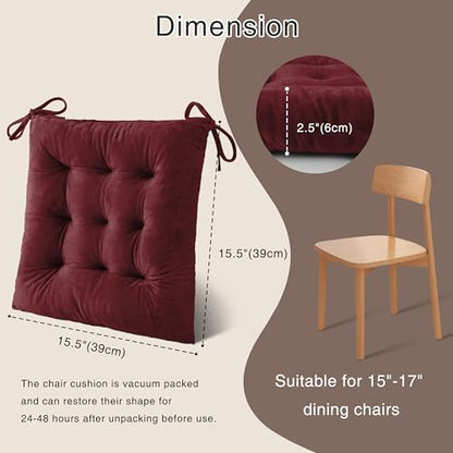 OVOV 1 Pack Chair Cushions for Dining Chairs 15.5"x15.5" Burgundy - Image 2