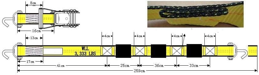 Mytee Products Over the Tire Ratchet Strap w/Swivel J Hooks & Rubber Pads - Image 6