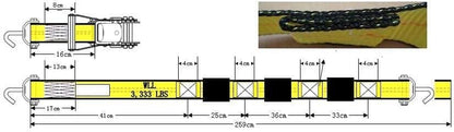 Mytee Products Over the Tire Ratchet Strap w/Swivel J Hooks & Rubber Pads - Image 6