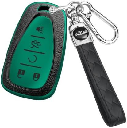 for Chevy Key Fob Cover, 5 Buttons TPU Leather Texture Key Cover by CARKEYCOVERforKERHXLE