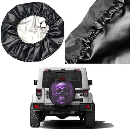 Purple Skull Printed Spare Tire Cover Dust-Proof Wheel Tire Cover Fit Trailer - Image 5