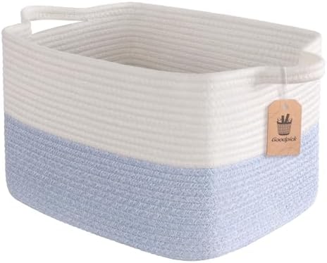 Goodpick Woven Storage Basket for Shelves, Light Blue by Goodpick