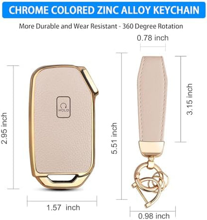 QBUC for KIA Key Fob Cover, Upper Leather + Soft TPU Key Case Shell - Image 3