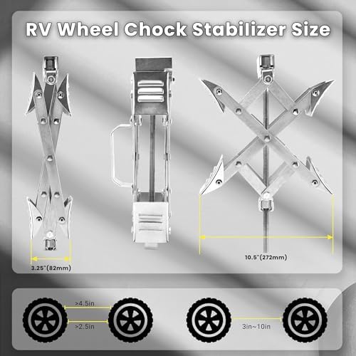 X-Shaped RV Wheel Chock Fit 3.25” to 10.5” Camper Wheel Chock Stabilizer Scissor - Image 2