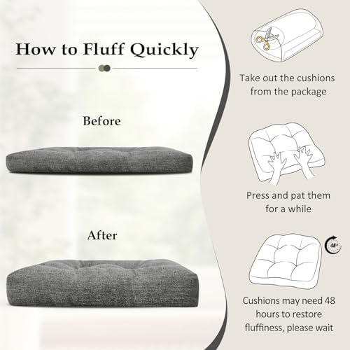 downluxe Chair Cushions for Dining Chairs 2 Pack, Tufted Indoor Chair Pads - Image 6