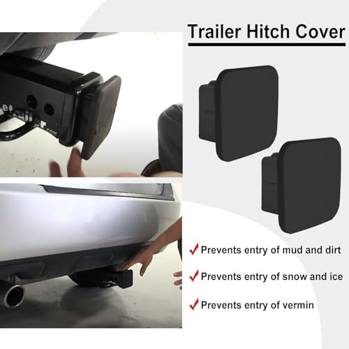 2 Pack Trailer Hitch Cover 2 Inch Black Rubber Tow Receiver Tube Plug Cap Fits - Image 7