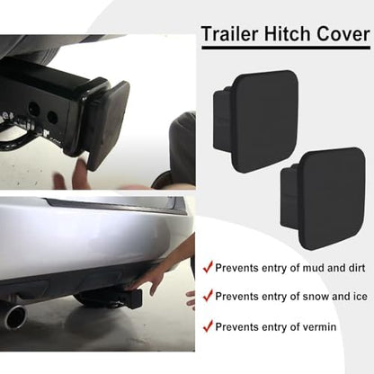 2 Pack Trailer Hitch Cover 2 Inch Black Rubber Tow Receiver Tube Plug Cap Fits - Image 7