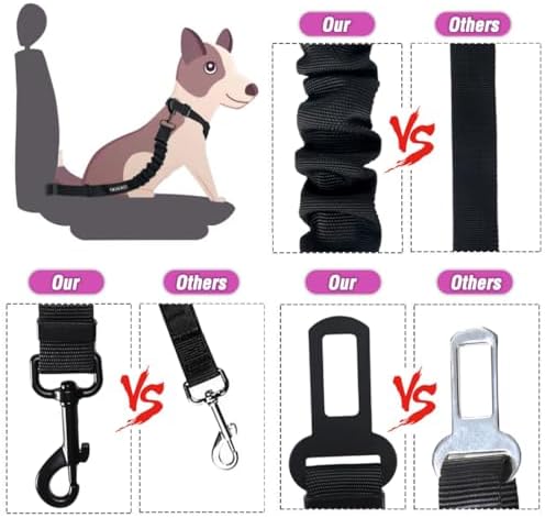 COOYOO Dog Seat Belt, Durability Retractable Dog Car Harness Adjustable Dog - Image 3