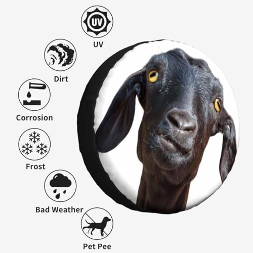 Black Goat Spare Tire Cover Cute Funny Goat Portrait - Image 4