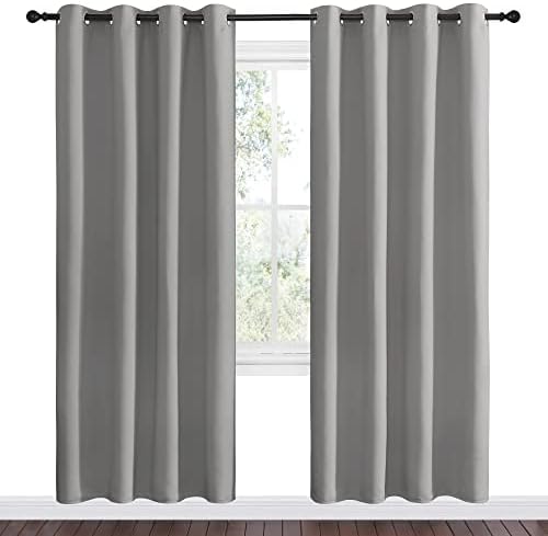 NICETOWN Silver Grey Room Darkening Curtain Panels 78" Long - Image 2