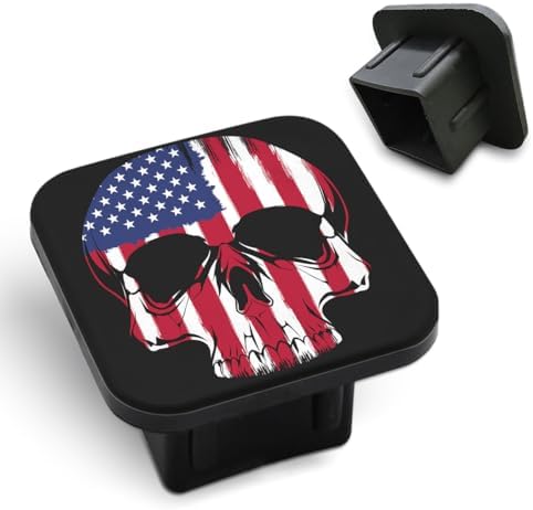 Skull USA Flag Trailer Hitch Receiver Cover Cap Head Skeleton American Star by Unknown
