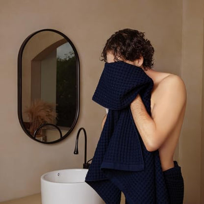 Luxury Organic Japanese Cotton Waffle Bath Towel | Thick, Quick Dry Bathroom - Image 3