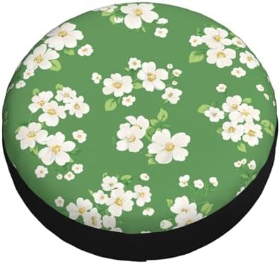 White Flowers Green Spare Tire Cover Wheel Protectors - Image 3