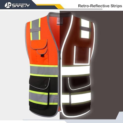 JKSafety Hi Vis Safety Vest for Men Women Cushioned Collar JK101 OBlack 3XL - Image 3