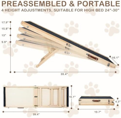 Foldable Dog Ramp for Bed, 4 Adjustable Portable Pet Ramps, for High Beds - Image 5