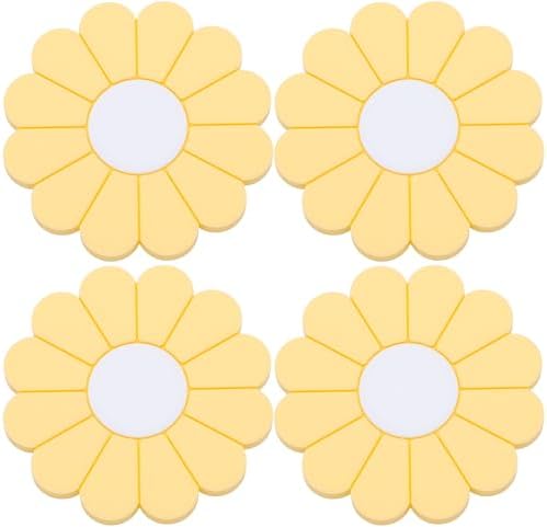 4-Pack Car Cup Holder Coaster Inserts, Daisy Shape, 2.75 Inch Non-Slip Silicone by MEAJOO