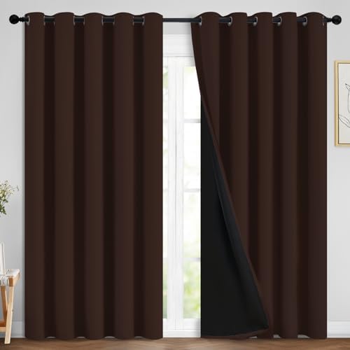 Yakamok Chocolate Brown Blackout Curtains 84 Inches Long 70" Wide, 2 Panels by Yakamok