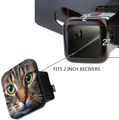 Swono Cat Head Hitch Receiver Cover Cute Green-Eyed Cat Pet Kitten Sturdy - Image 3