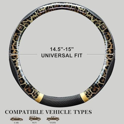 KAFEEK Khaki Leopard Print Steering Wheel Cover - Image 6