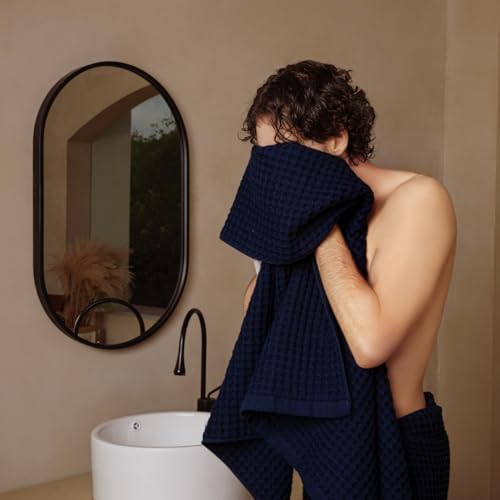 Luxury Organic Japanese Cotton Waffle Bath Towel | Thick, Quick Dry Bathroom - Image 2