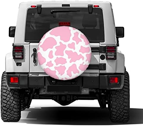 Pink Cow Print Spare Tire Cover Dust-Proof Wheel Tire Cover Fit Trailer - Image 2
