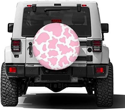 Pink Cow Print Spare Tire Cover Dust-Proof Wheel Tire Cover Fit Trailer - Image 2
