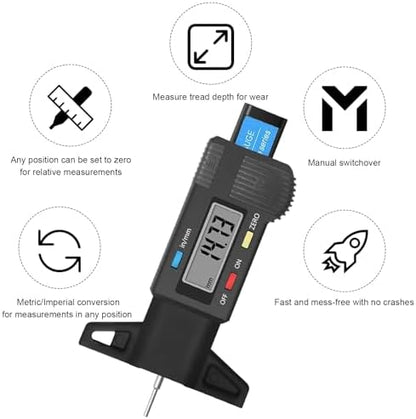 Digital Tire Tread Depth Gauge, 1 Inch/25.4 mm Metal Tread Depth Measurement - Image 4
