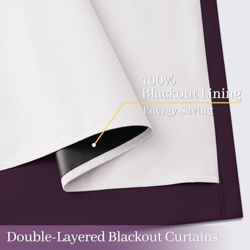 Yakamok Dark Purple 100% Blackout Curtains 84 Inches Long 50" Wide 2 Panels - Image 4