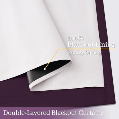 Yakamok Dark Purple 100% Blackout Curtains 84 Inches Long 50" Wide 2 Panels - Image 4