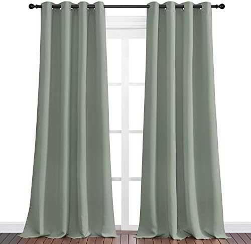 NICETOWN Greyish Green Blackout Curtains 108" Long - Image 2