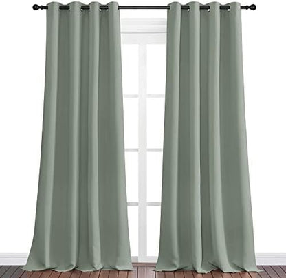 NICETOWN Greyish Green Blackout Curtains 108" Long - Image 2