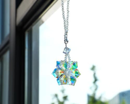 Crystal Snowflake Car Pendant Lucky Hanging Rear View Mirror Ornament - Image 2