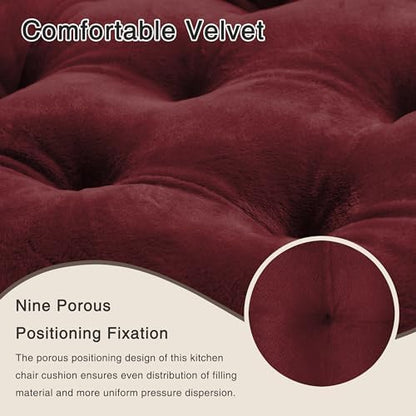 OVOV 4 Pack Chair Cushions for Dining Chairs 15.5"x15.5" Burgundy - Image 4