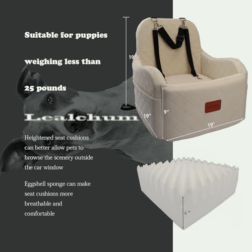 Lealchum Dog Booster Car Seat, Ultra Soft Fabric & Filling Memory Foam - Image 2