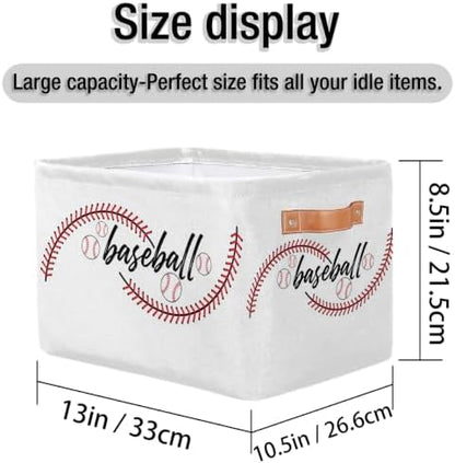 AUUXVA Storage Basket Baseball Stitches Storage Cube Box Sport Baseball Basket - Image 4