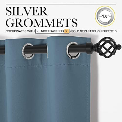 NICETOWN Blackout Curtains for Living Room, 2 Panels 42" x 84" Smoky Blue - Image 2
