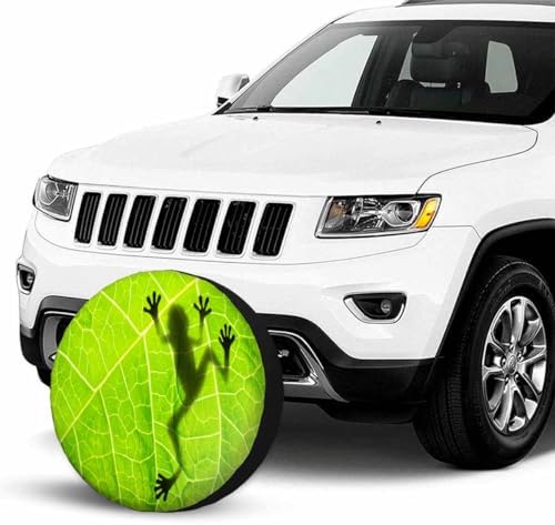 Big Green Leaves Spare Tire Cover Shadow of Frog on Leaf Polyester Universal - Image 3