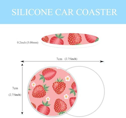 Cute Pink Strawberry Steering Wheel Cover Anti-Slip and Practical 14.5-15 Inch - Image 3